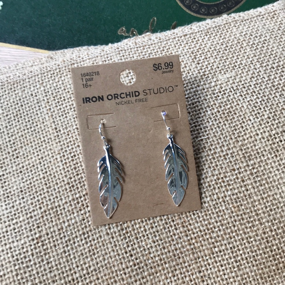 Iron Orchid Studio Silver tone Feather Earrings